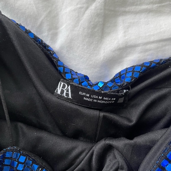 Zara mini sequin blue dress. Like new, worn once. - Picture 3 of 3